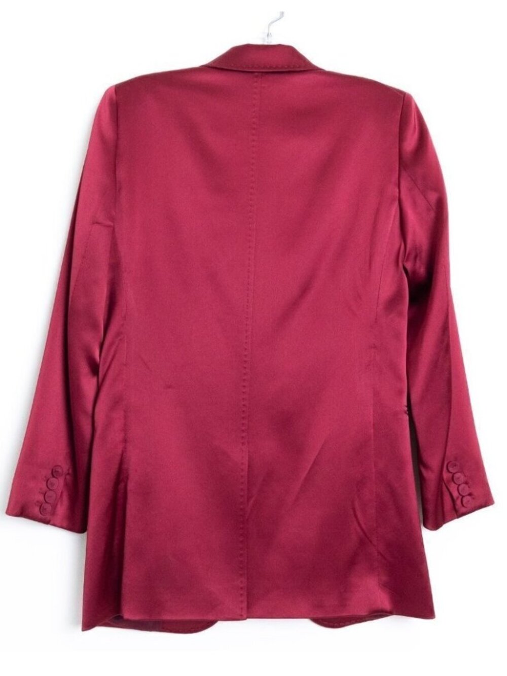 Lafayette 148 New York Red Satin Button Blazer Jacket Whitney Structured XS - Picture 4 of 15